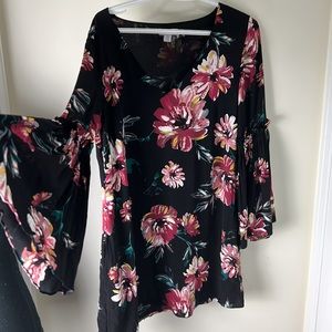 I.State Floral Mini Pockets Bell Sleeves Dress Size Medium
